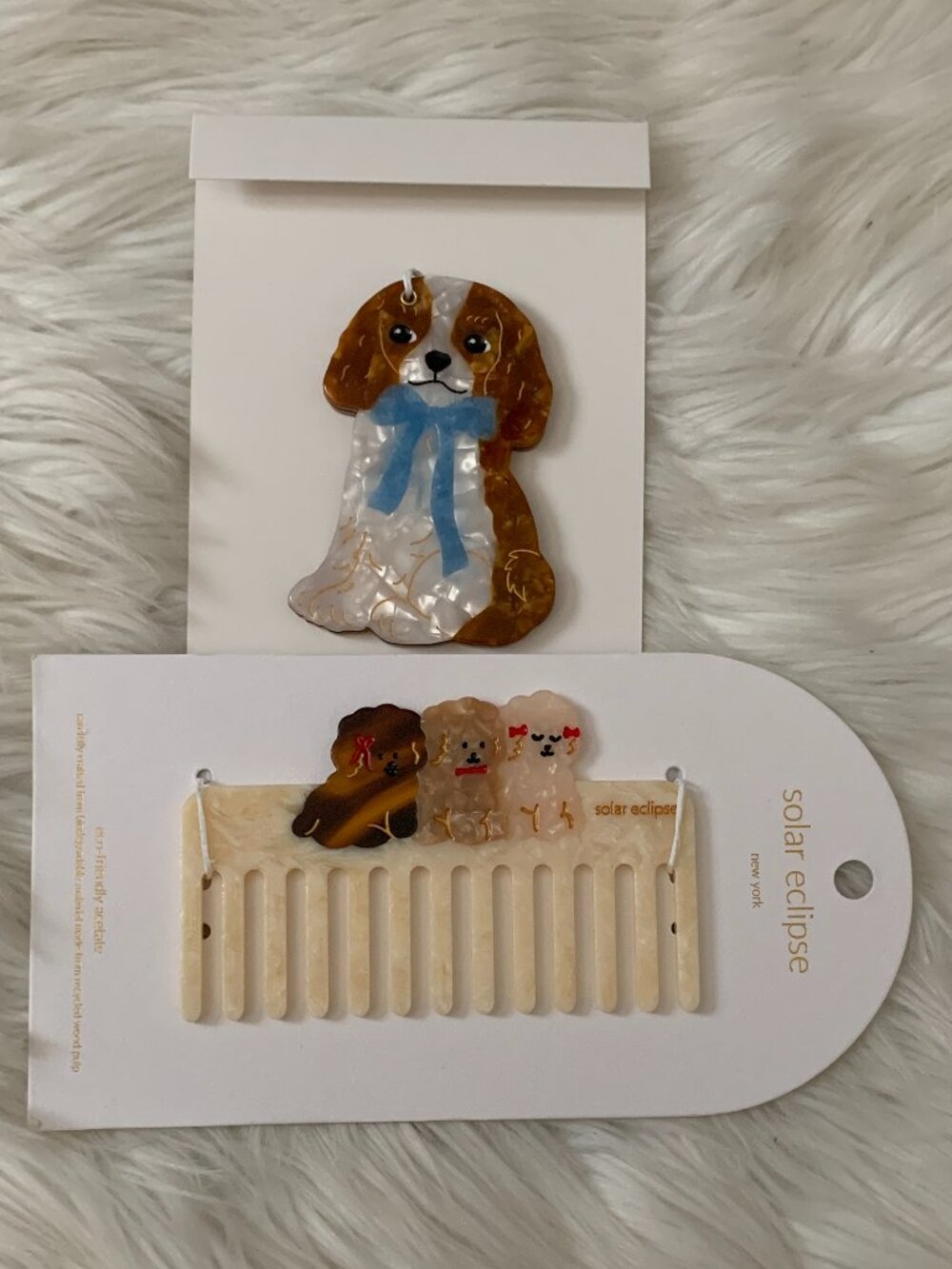 ANTHROPOLOGIE X SOLAR ECLIPSE Hand Painted Compact Mirror & Wide Tooth Comb SET